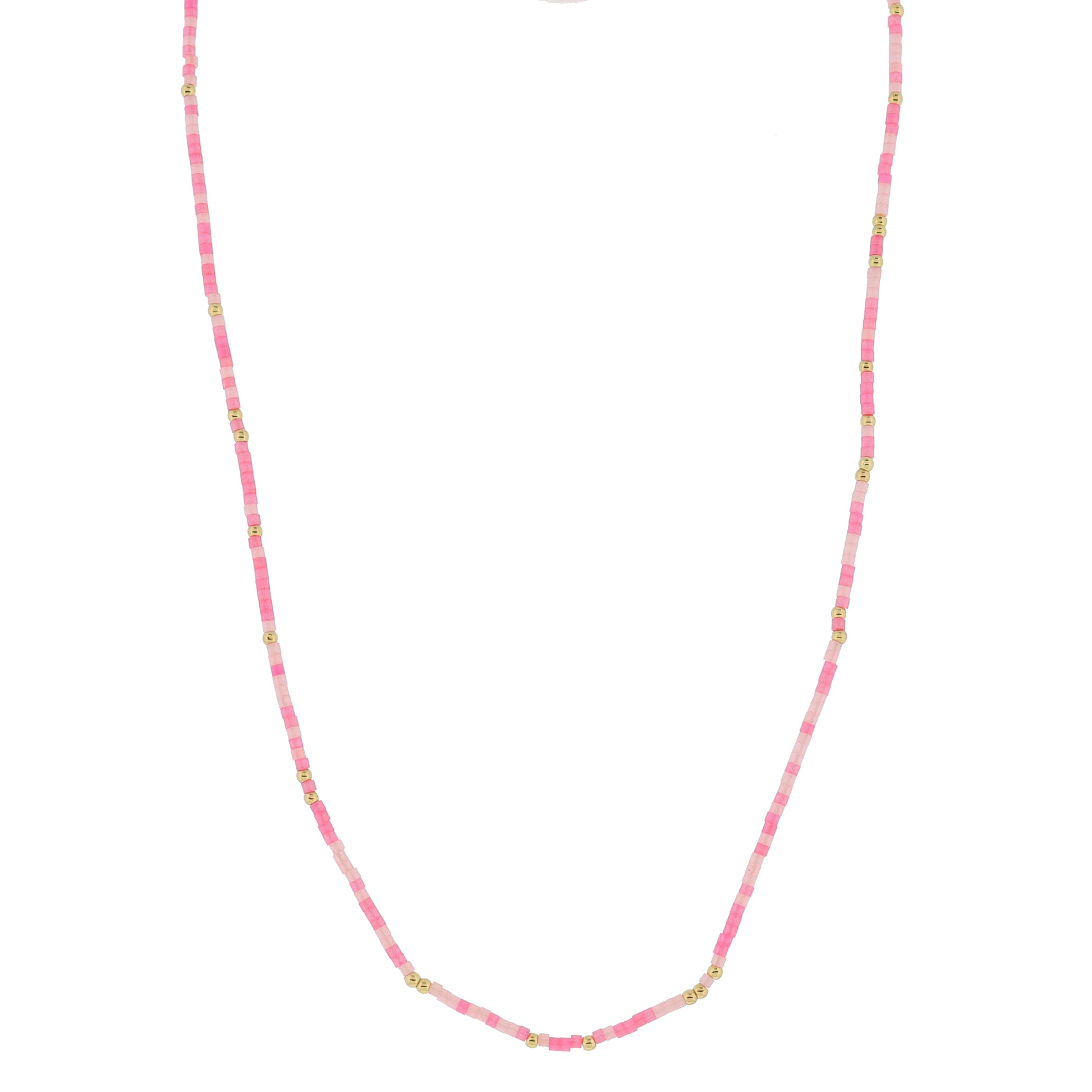 Golden Color Wheel! 18K Gold Plated Multi Pink Beaded Necklace