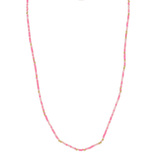 Golden Color Wheel! 18K Gold Plated Multi Pink Beaded Necklace