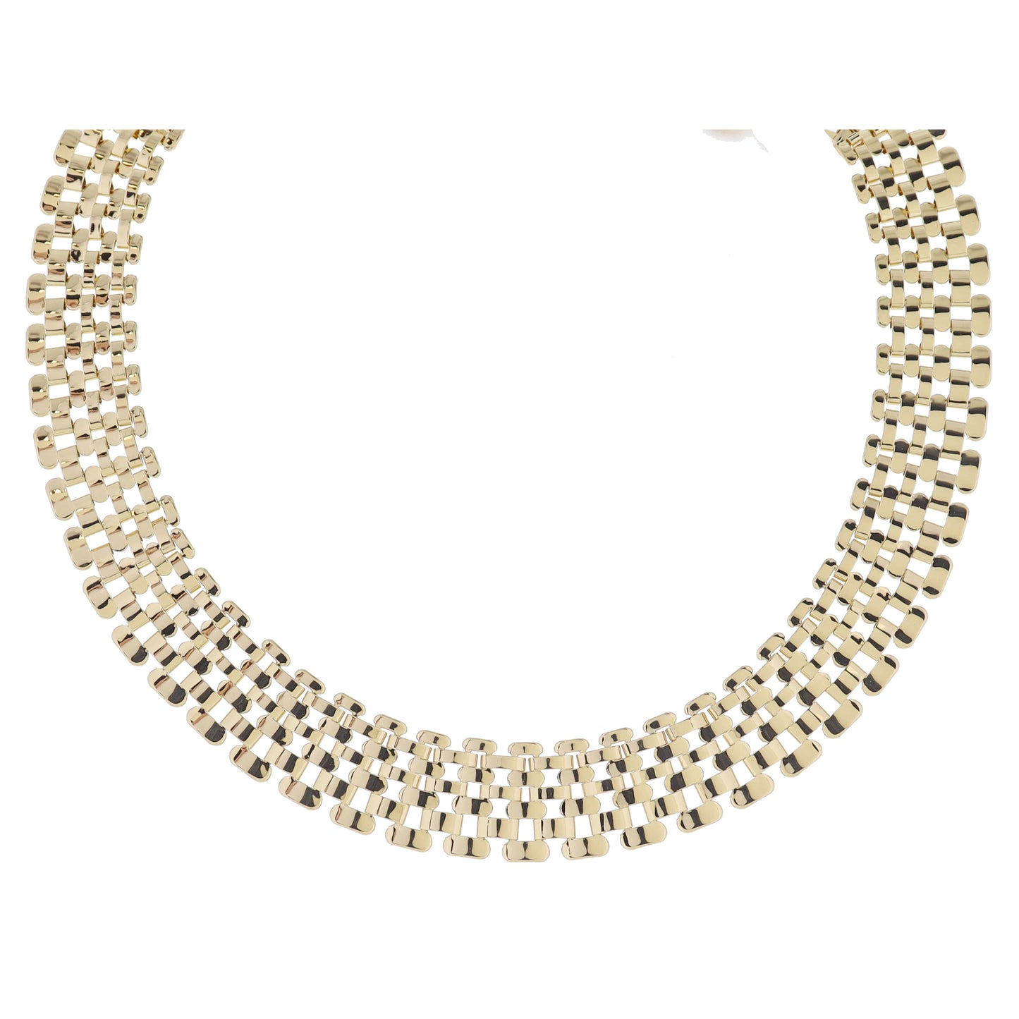 16" Gold Thick Watchband Chain Necklace, 3" Ext