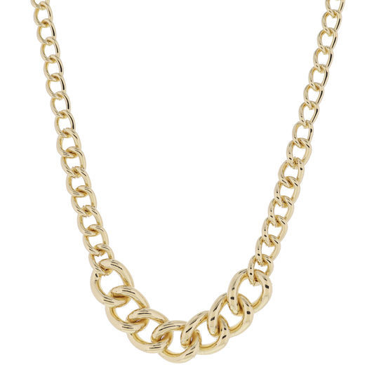 16" Gold Chunky Curb Chain Portion and Smaller Curb Chain Necklace, 3" Ext