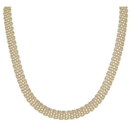16" Gold Mesh Band Chain Necklace, 3" Ext