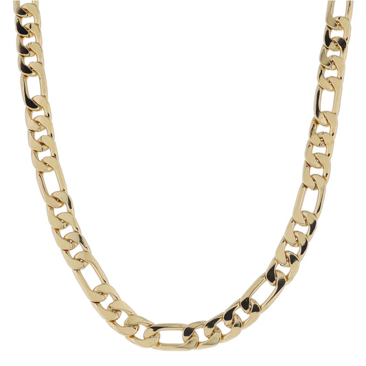 16" Chunky Gold Fiagro Chain Necklace, 3" Ext