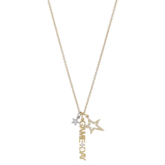 16" Silver Star with Crystal, Gold "GAME DAY" with Crystal, Open Crystal Star Necklace, 3" Ext