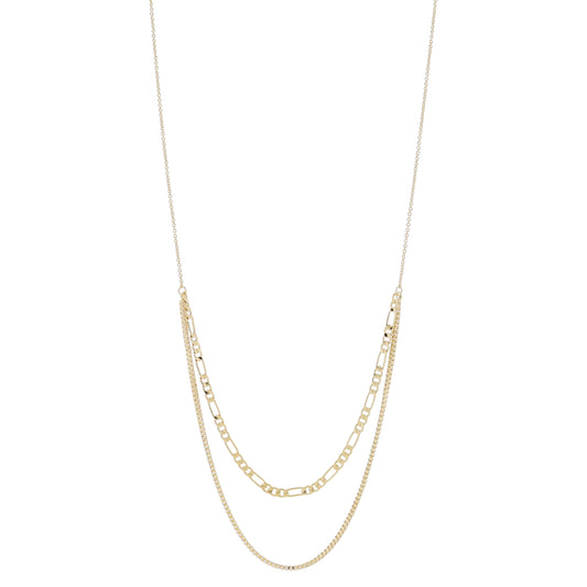 30" 2 Layer Figaro Chain and Box Chain Portion Necklace, 3" Ext