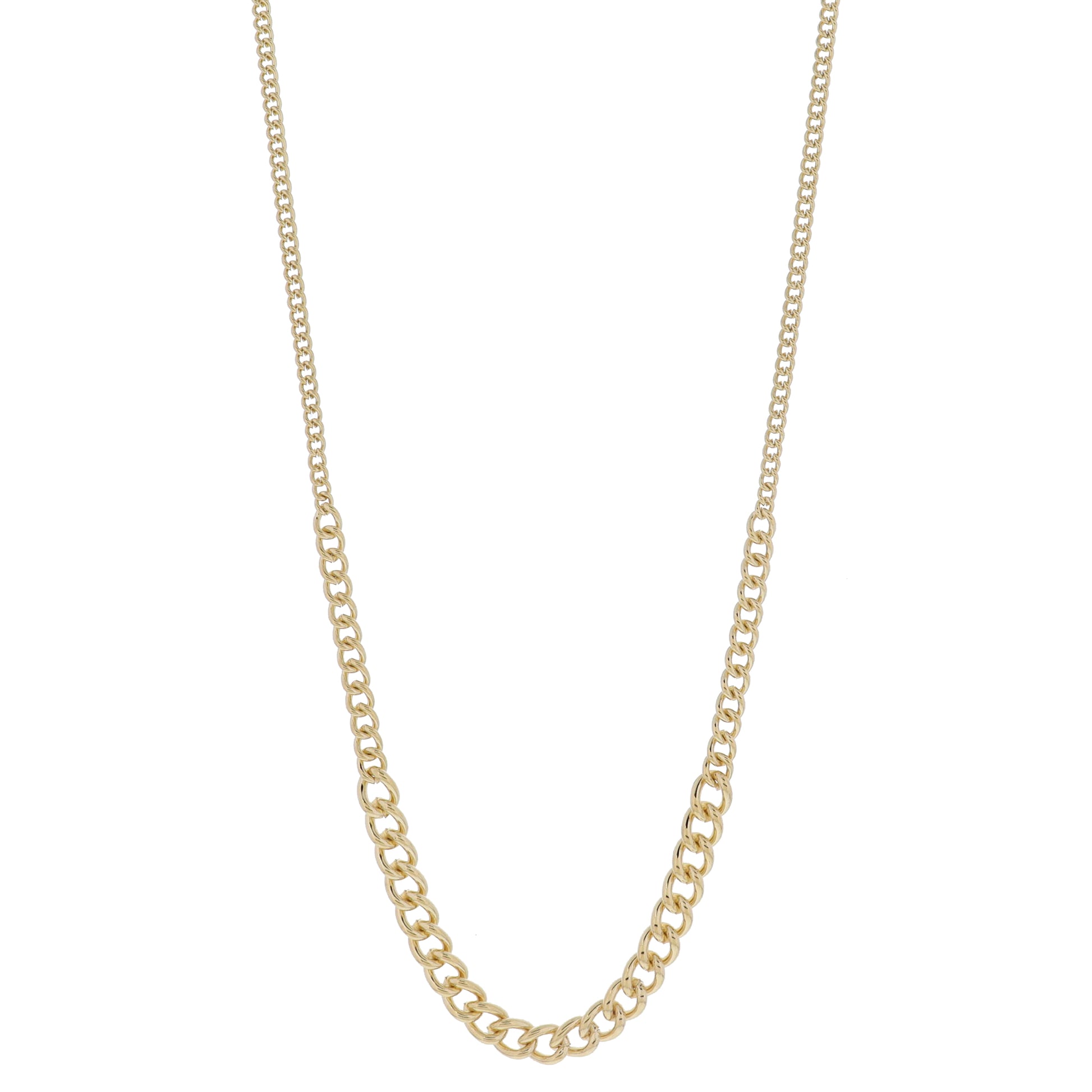 30" Multi Size Curb Chain Portions Necklace, 3" Ext