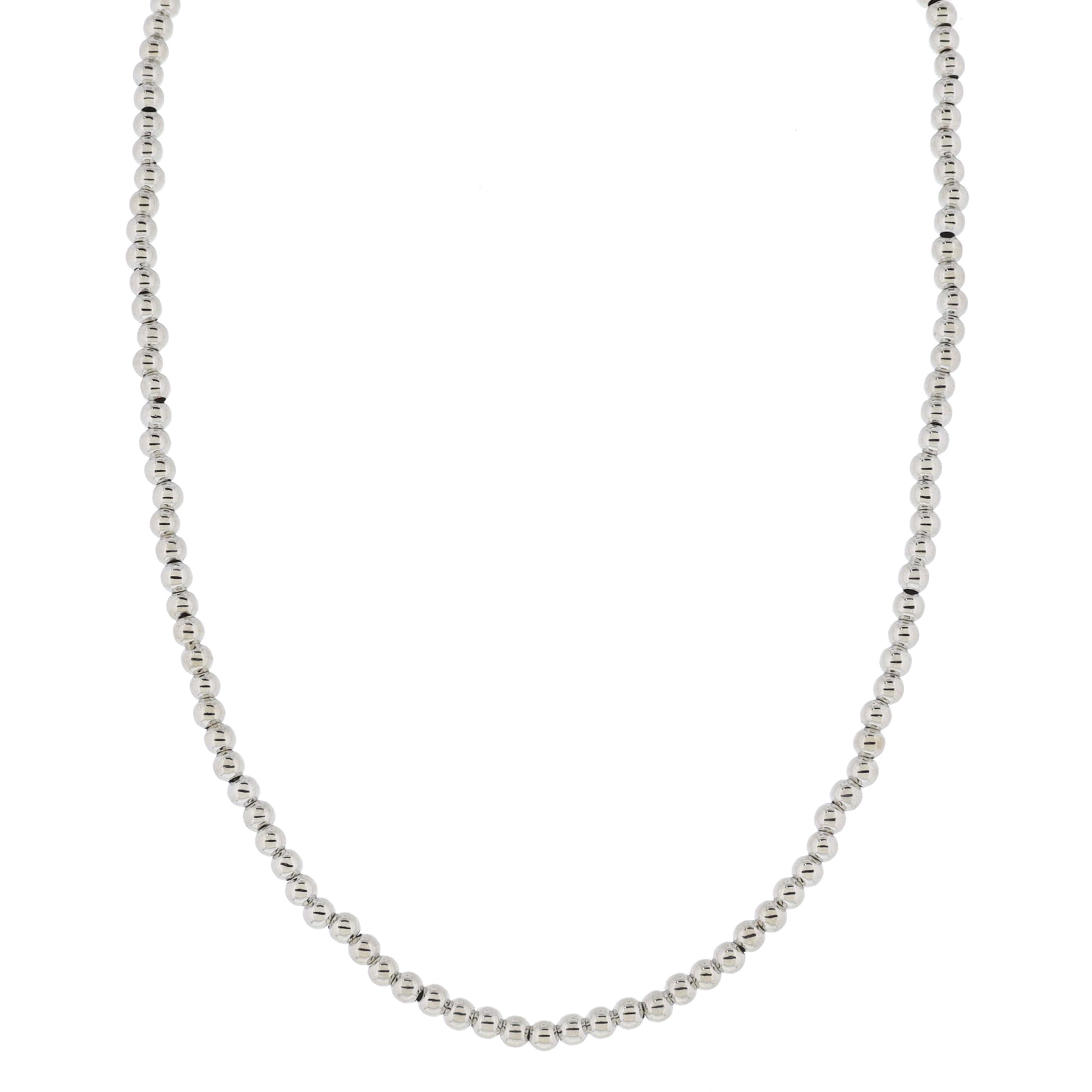 My Golden Chain! 18K White Gold Plated Medium Ball Beaded Strand Necklace