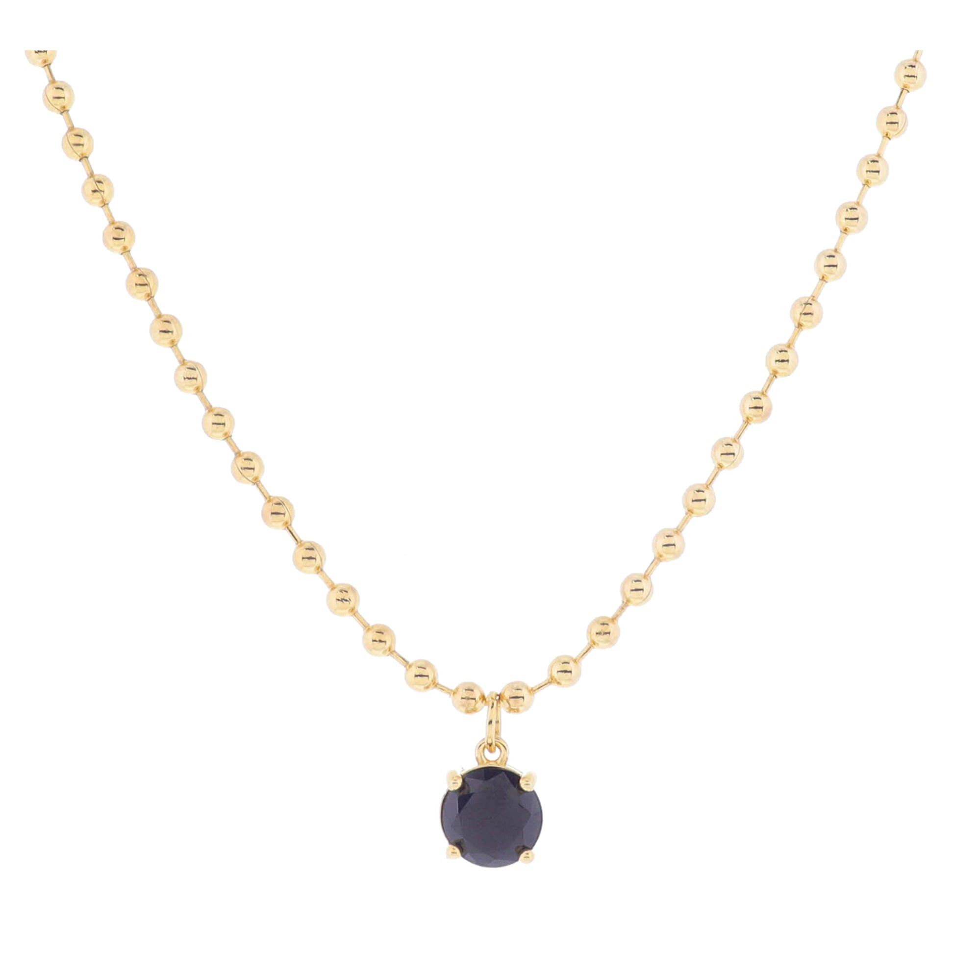 16" 18K Gold Plated Ball Chain with Jet Crystal Necklace, 3" Ext
