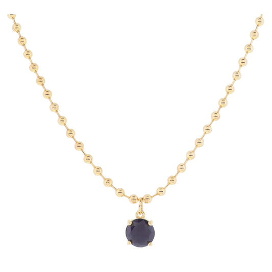 16" 18K Gold Plated Ball Chain with Jet Crystal Necklace, 3" Ext