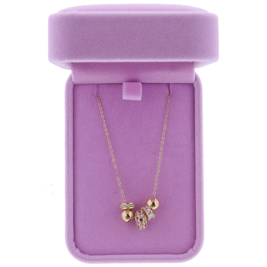 16" Crystal, Thick Gold, Pink Pave Crystals, Baguette Crystals, Gold Rondels Necklace, 3" Ext