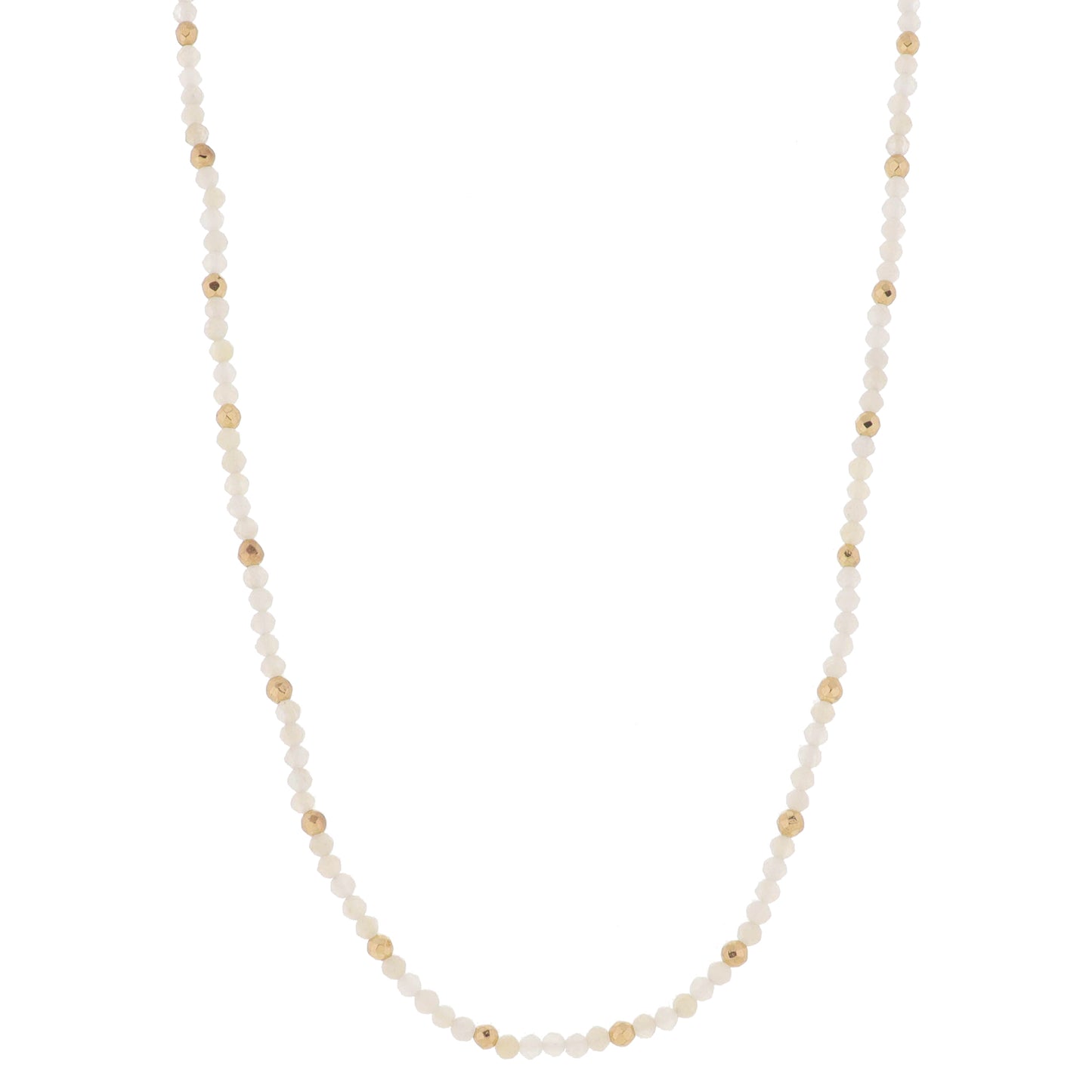 16" Natural Mini Faceted Stone Beaded with Gold Bead Accents Necklace, 3" Ext