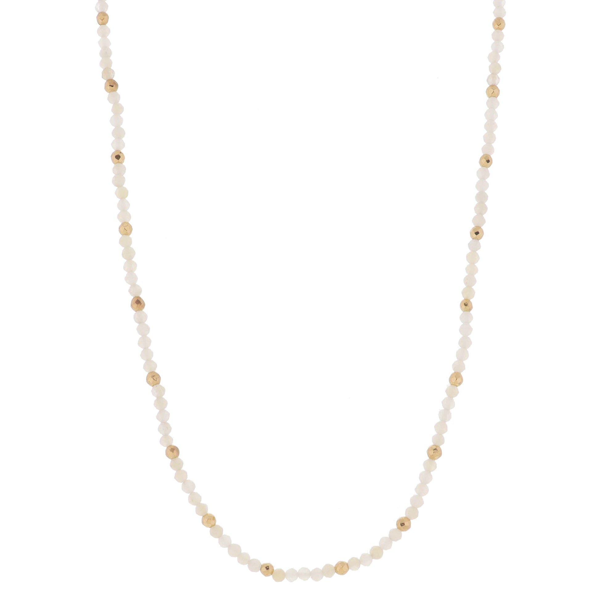 16" Natural Mini Faceted Stone Beaded with Gold Bead Accents Necklace, 3" Ext