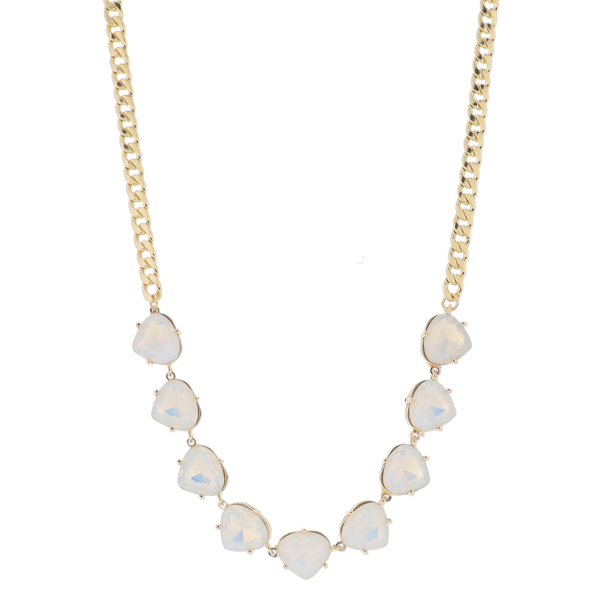 15" Moonstone Crystal Portion on Gold Curb Chain Necklace, 3" Ext