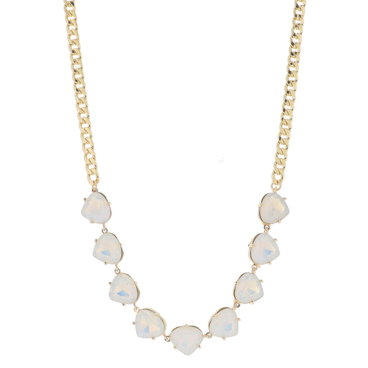15" Moonstone Crystal Portion on Gold Curb Chain Necklace, 3" Ext