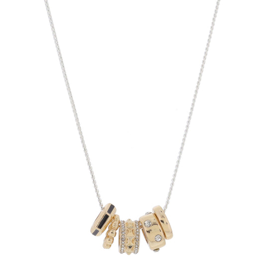 Gold & Jet Hexagon, Gold Balls, Gold Stud, Gold with Crystals, Gold Ring Rondel Cluster Necklace