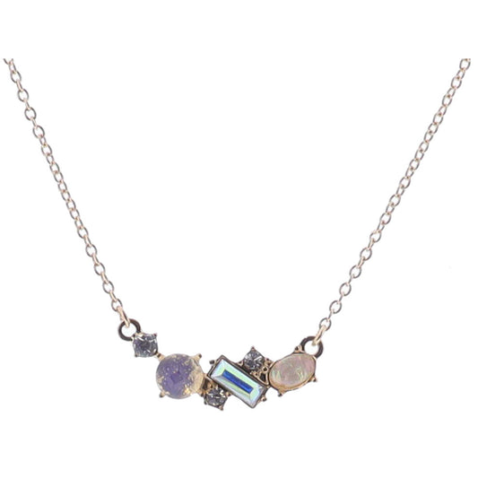 16" Multi Clear, Opalite, AB, and Opal Crystal Cluster Necklace, 3" Ext
