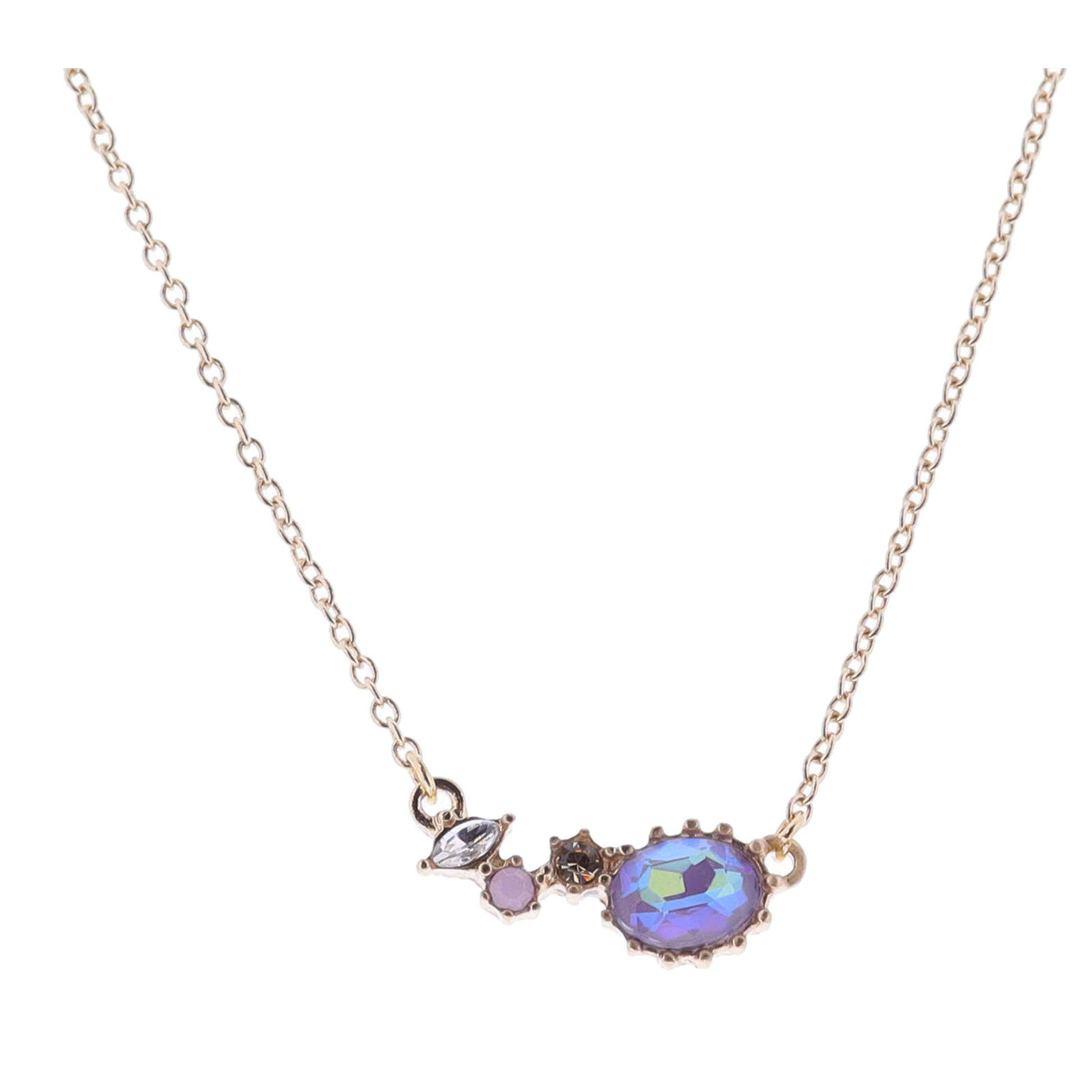 16" Clear Marquise, Pink Moonstone, Champagne, Grey Moonstone Crystal Cluster Necklace, 3" Ext