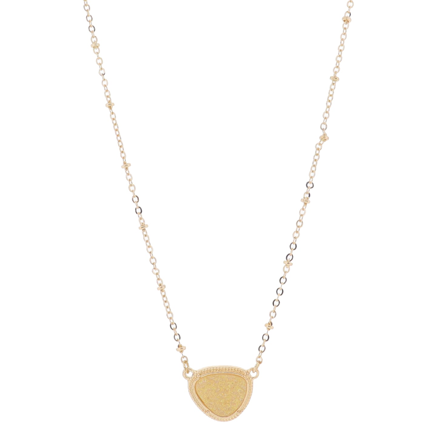 16" Organic Shaped Peach Druzy Necklace, 3" Ext