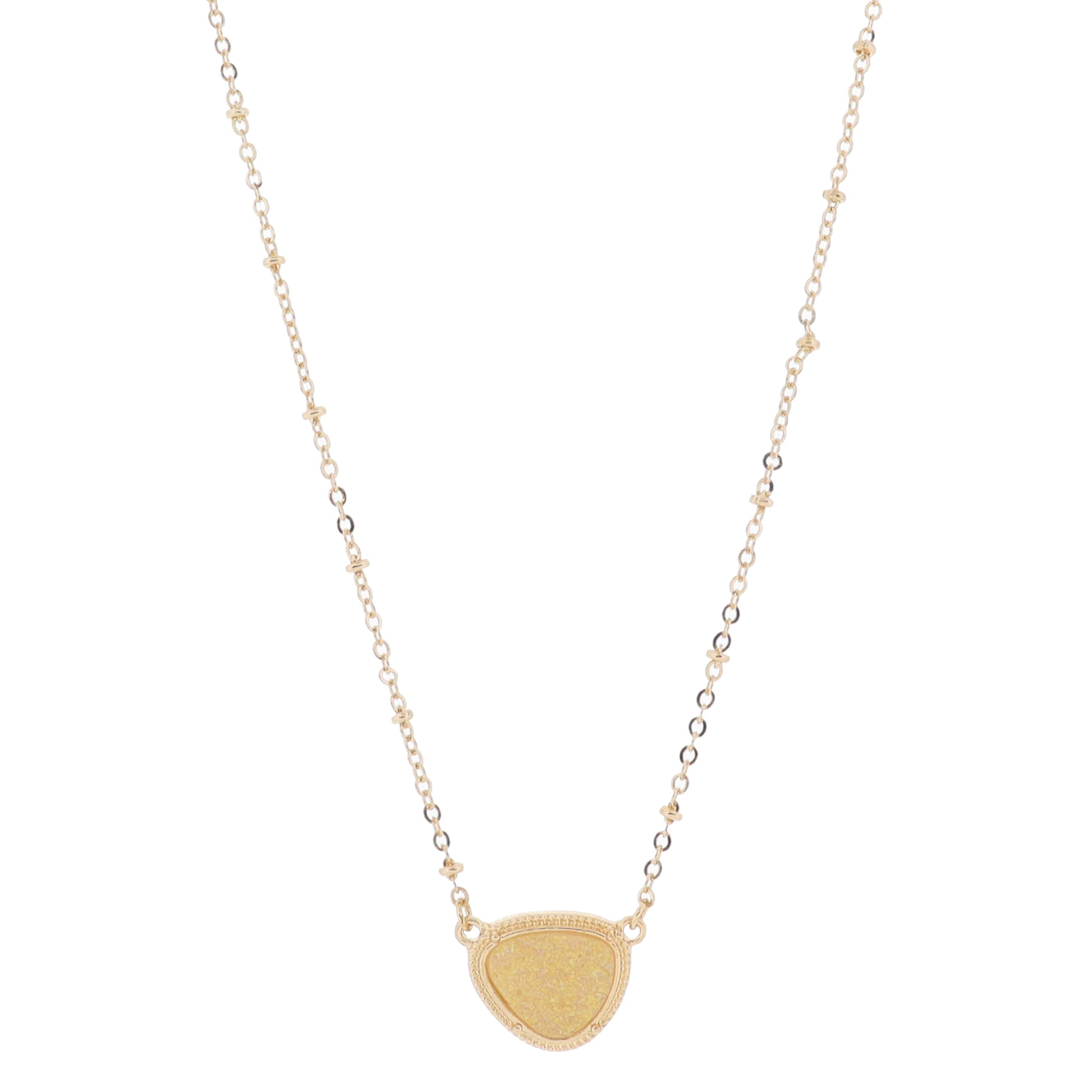 16" Organic Shaped Peach Druzy Necklace, 3" Ext