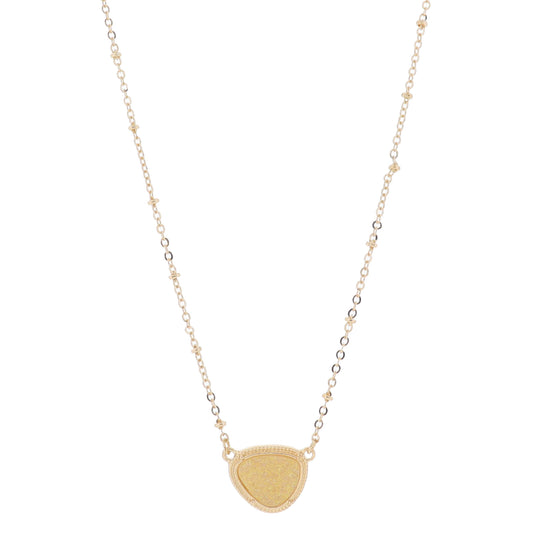 16" Organic Shaped Peach Druzy Necklace, 3" Ext