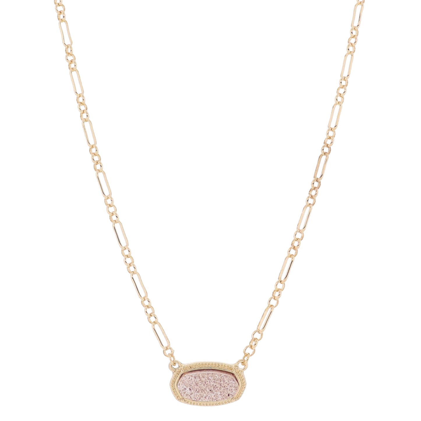 16" Rose Gold Druzy Oval Necklace, 3" Ext