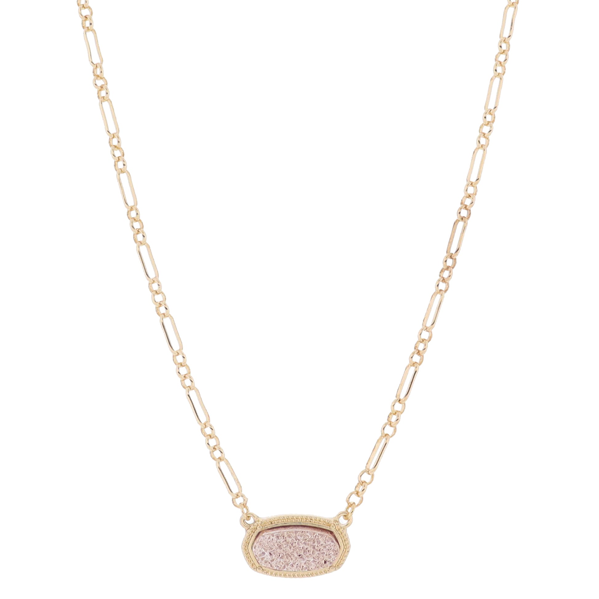 16" Rose Gold Druzy Oval Necklace, 3" Ext