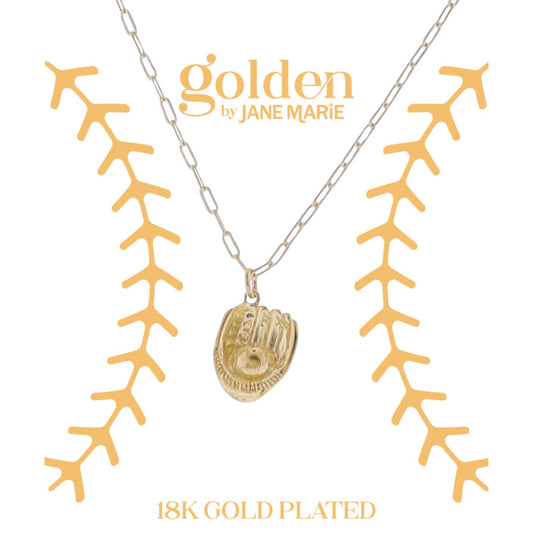 16" 18K Gold Plated Paperclip Chain Necklace with Gold Glove Pendant