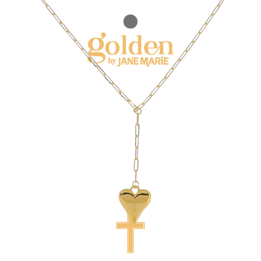 16" 18K Gold Plated Paperclip Chain Necklace with Heart