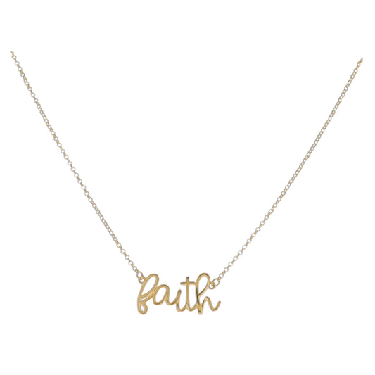 16" 18K Gold Plated Rolo Chain Necklace with Cursive "Faith"