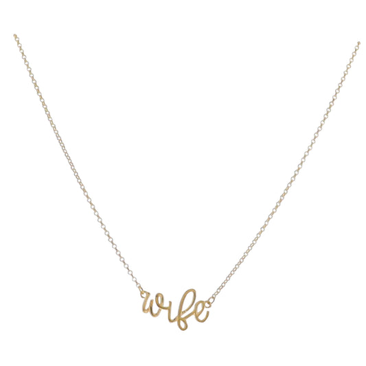 16" 18K Gold Plated Rolo Chain Necklace with Cursive "Wife"