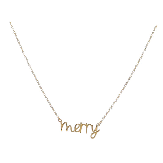16" 18K Gold Plated Rolo Chain Necklace with Cursive "Merry"