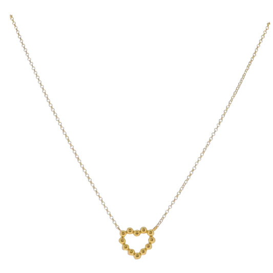 18K Gold Plated Rolo Chain Necklace with Ball Open Heart