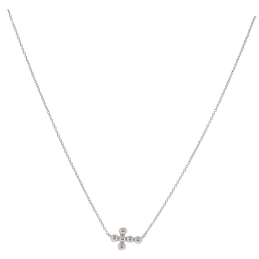 18K White Gold Plated Rolo Chain Necklace with Ball Cross