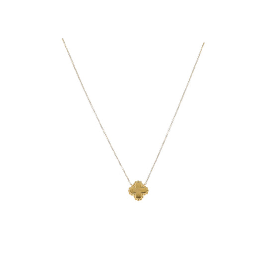 18K Gold Plated Rolo Chain Necklace with Ball Outlined Square Cross