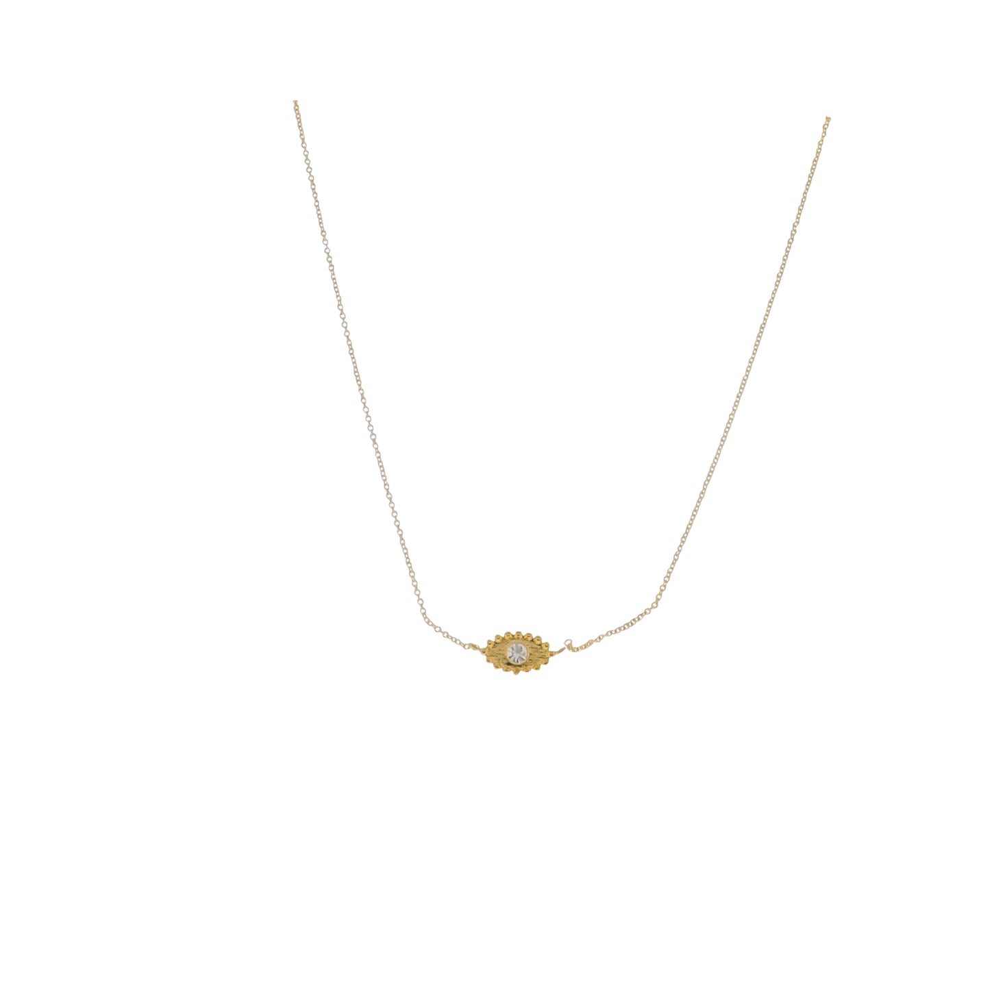 18K Gold Plated Rolo Chain Necklace with Sideways Teardrop