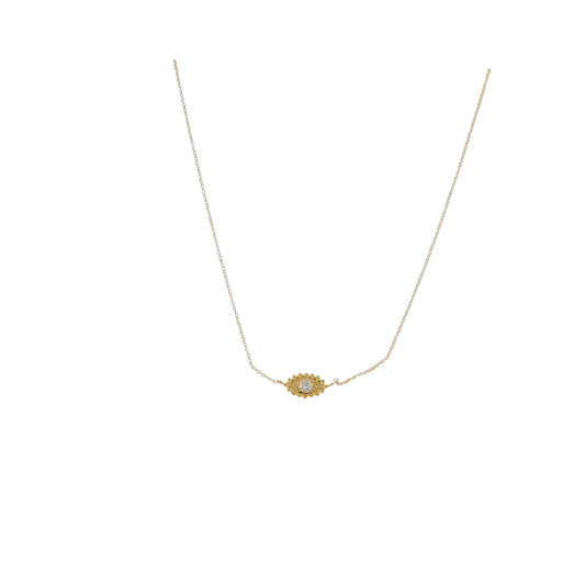 18K Gold Plated Rolo Chain Necklace with Sideways Teardrop