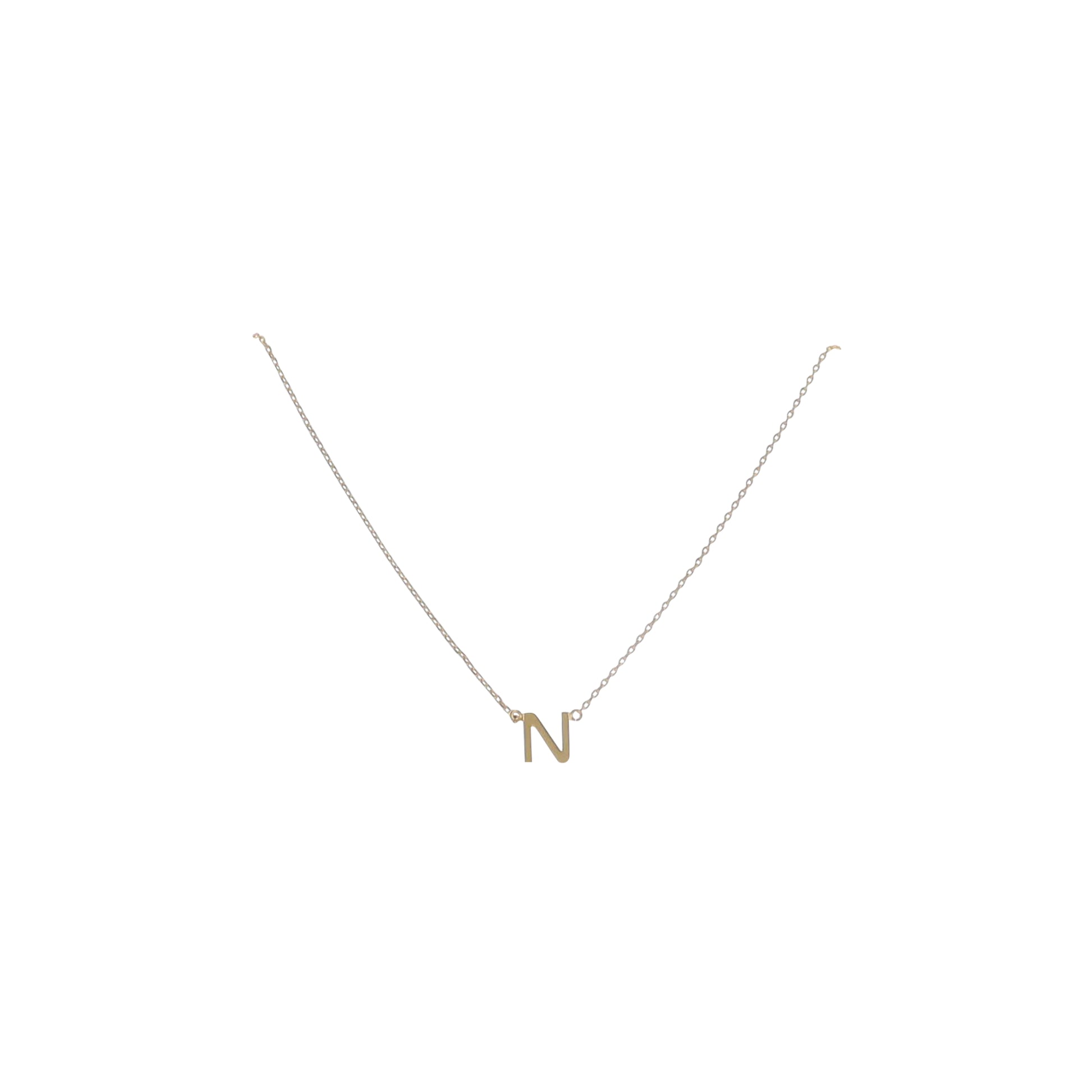 Kids Kids 15" 18K Gold Plated Initial "N" Chain Necklace