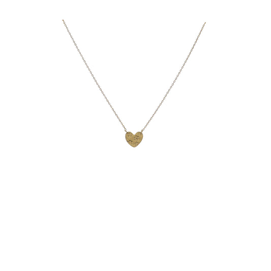 17" 18K Gold Plated Paperclip Chain Necklace with Heart with Paw Prints Pendant