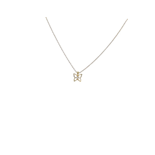 17" 18K Gold Plated Paperclip Chain Necklace with Butterfly Pendant