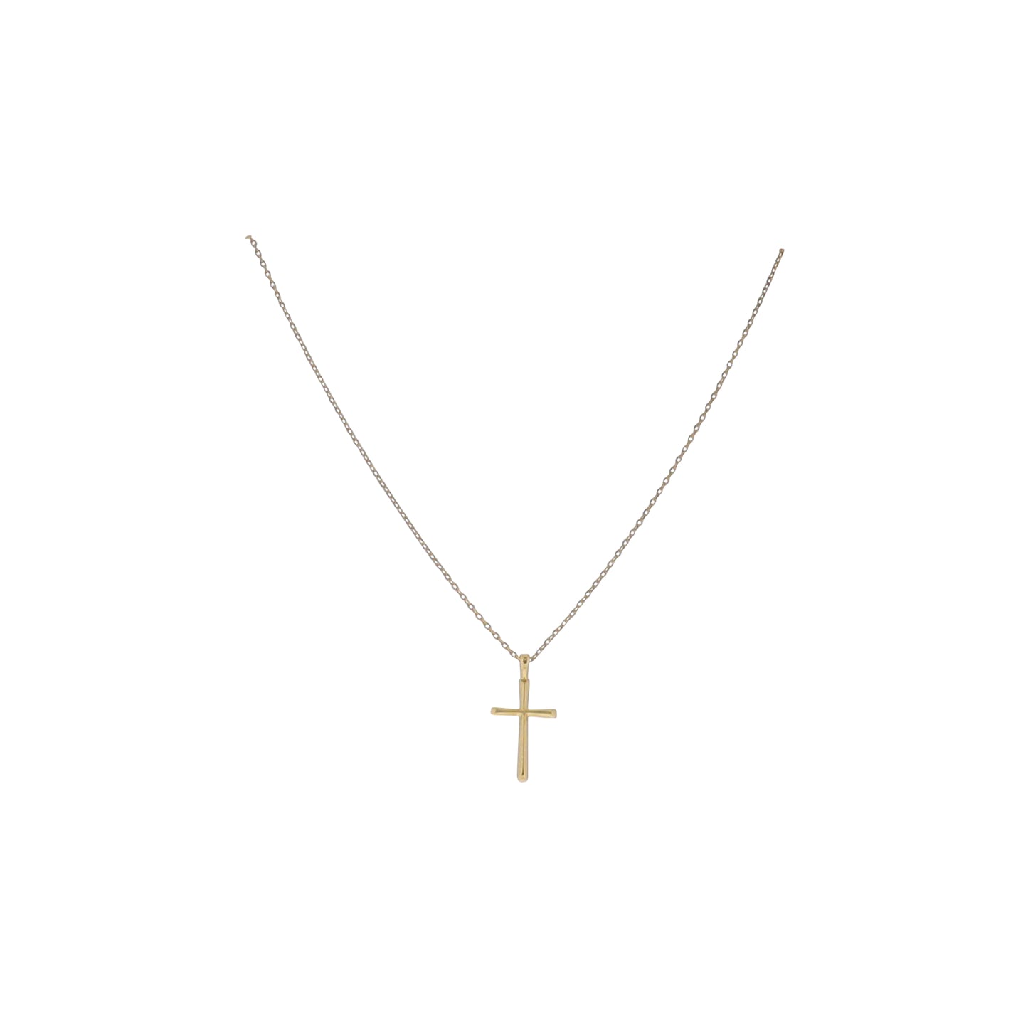 17" 18K Gold Plated Paperclip Chain Necklace with Cross Pendant