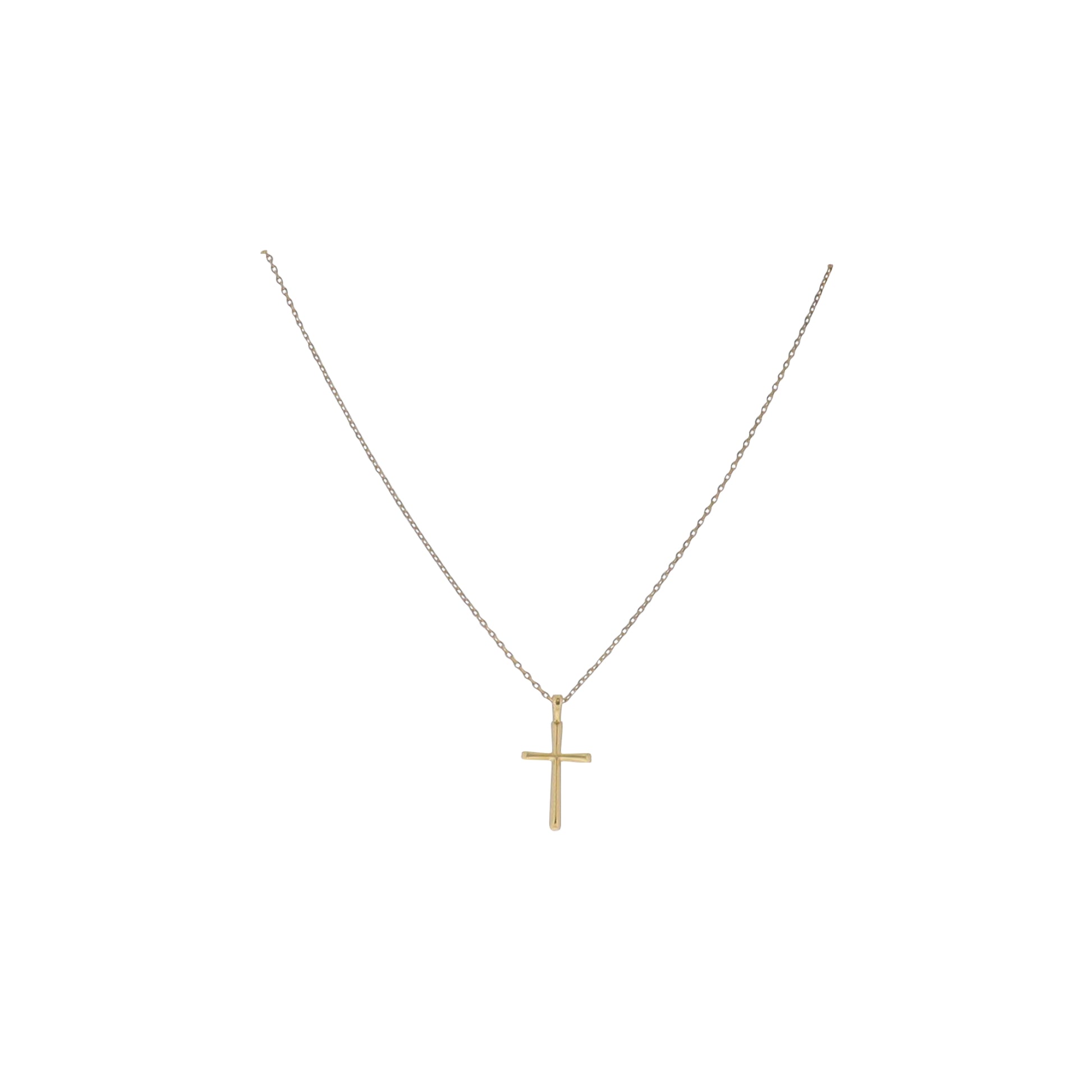17" 18K Gold Plated Paperclip Chain Necklace with Cross Pendant