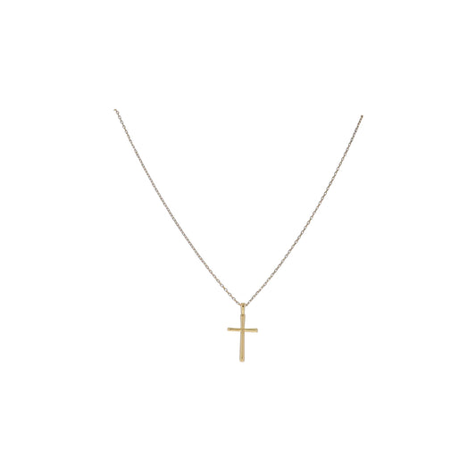 17" 18K Gold Plated Paperclip Chain Necklace with Cross Pendant
