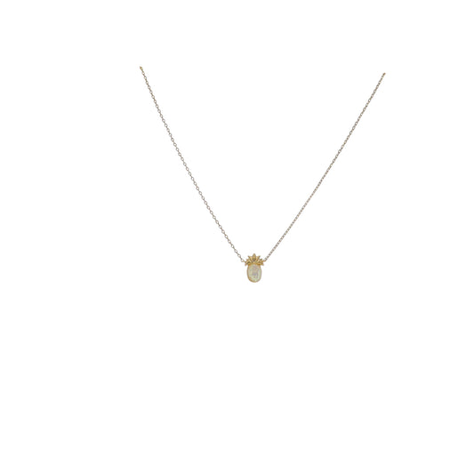 17" 18K Gold Plated Paperclip Chain Necklace with Opal Pineapple Pendant