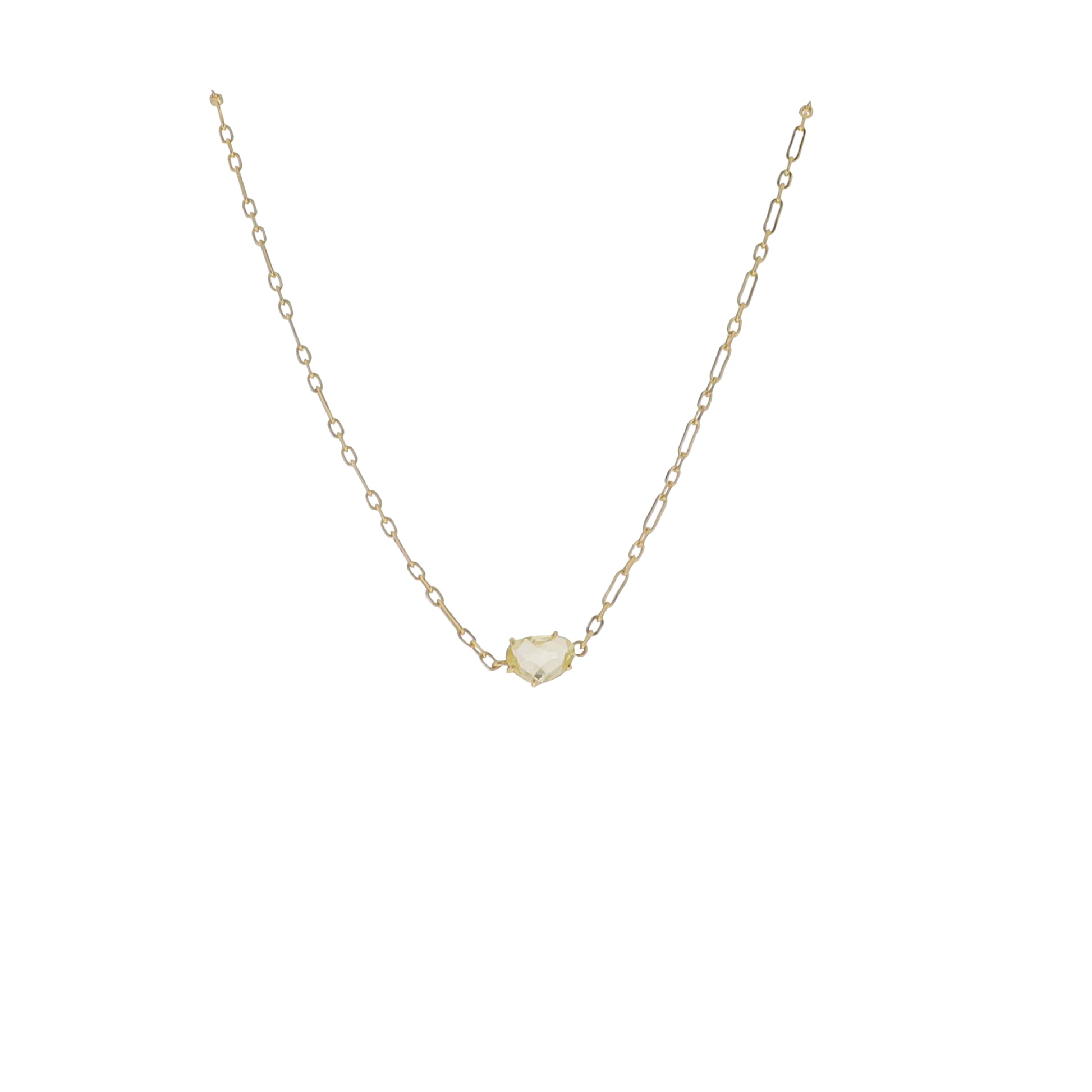 16" 18K Gold Plated Link Paperclip Chain Necklace with "November" Topaz Stone Pendant