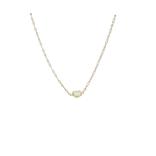 16" 18K Gold Plated Link Paperclip Chain Necklace with "November" Topaz Stone Pendant