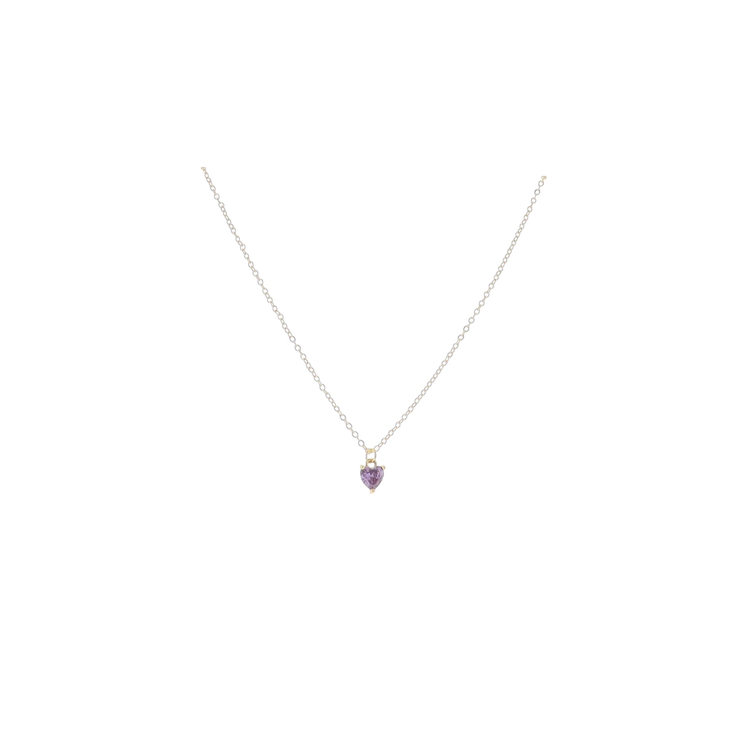 Kids 16" 18K Gold Plated Cable ChainNecklace with "February" Heart Pendant