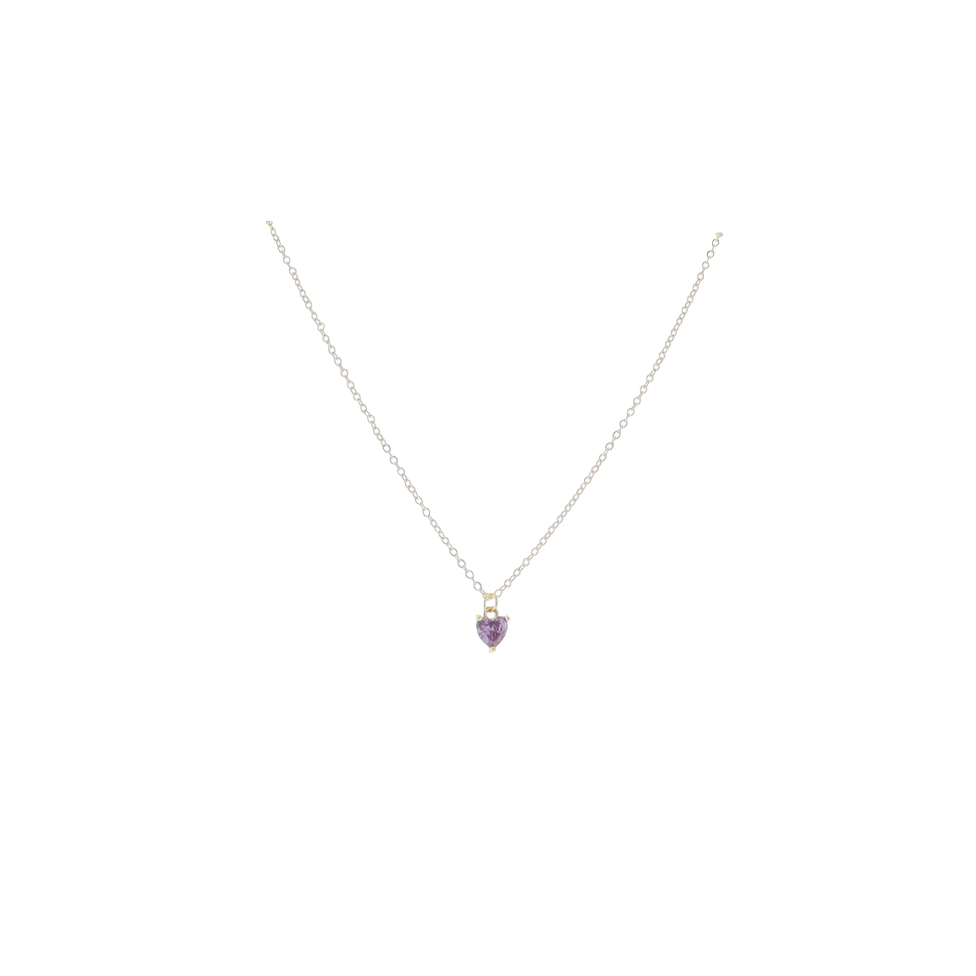 Kids 16" 18K Gold Plated Cable ChainNecklace with "February" Heart Pendant