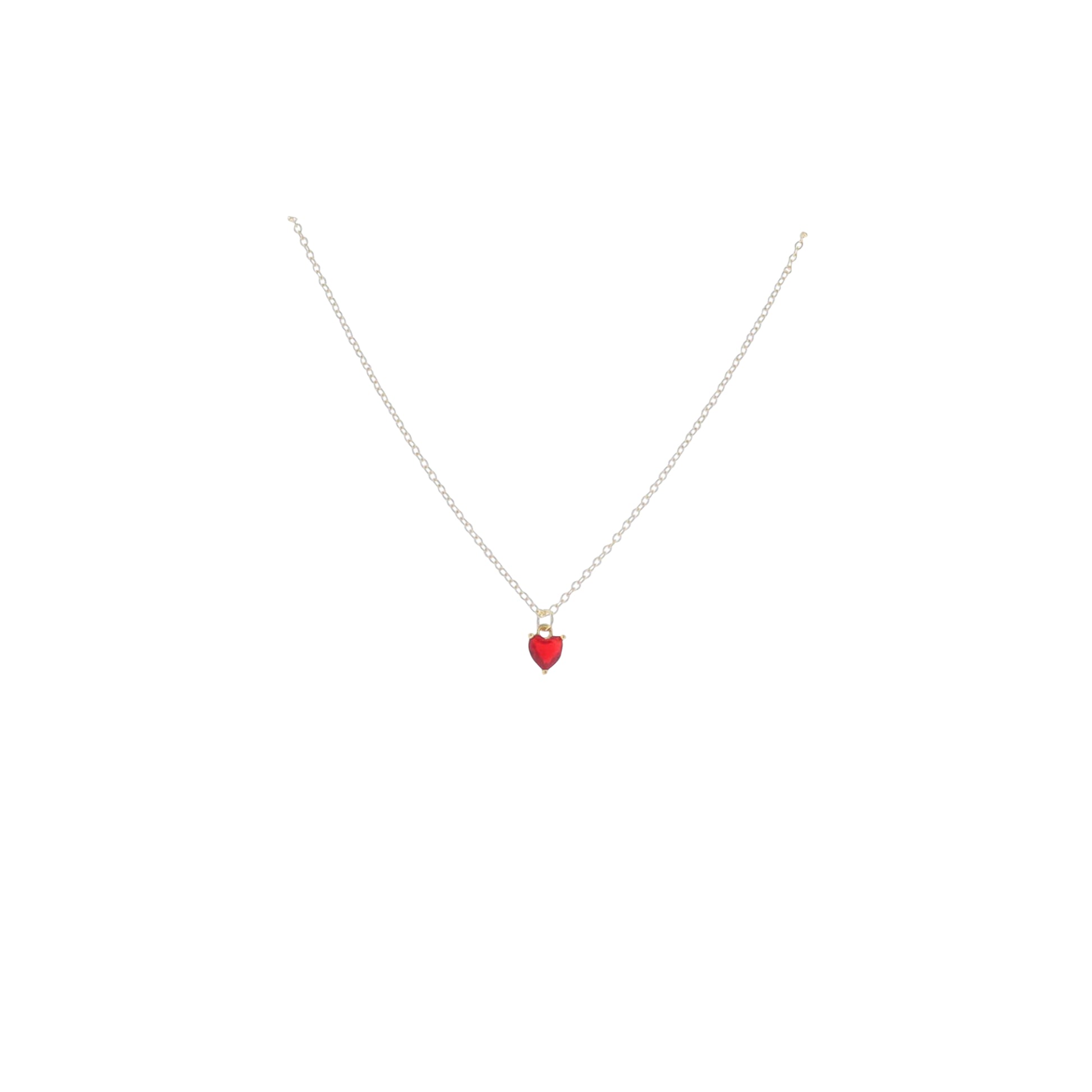 Kids 16" 18K Gold Plated Cable ChainNecklace with "July" Heart Pendant
