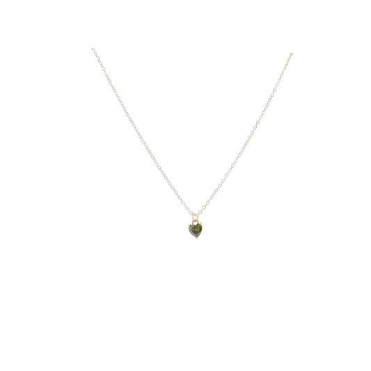 Kids 16" 18K Gold Plated Cable ChainNecklace with "August" Heart Pendant