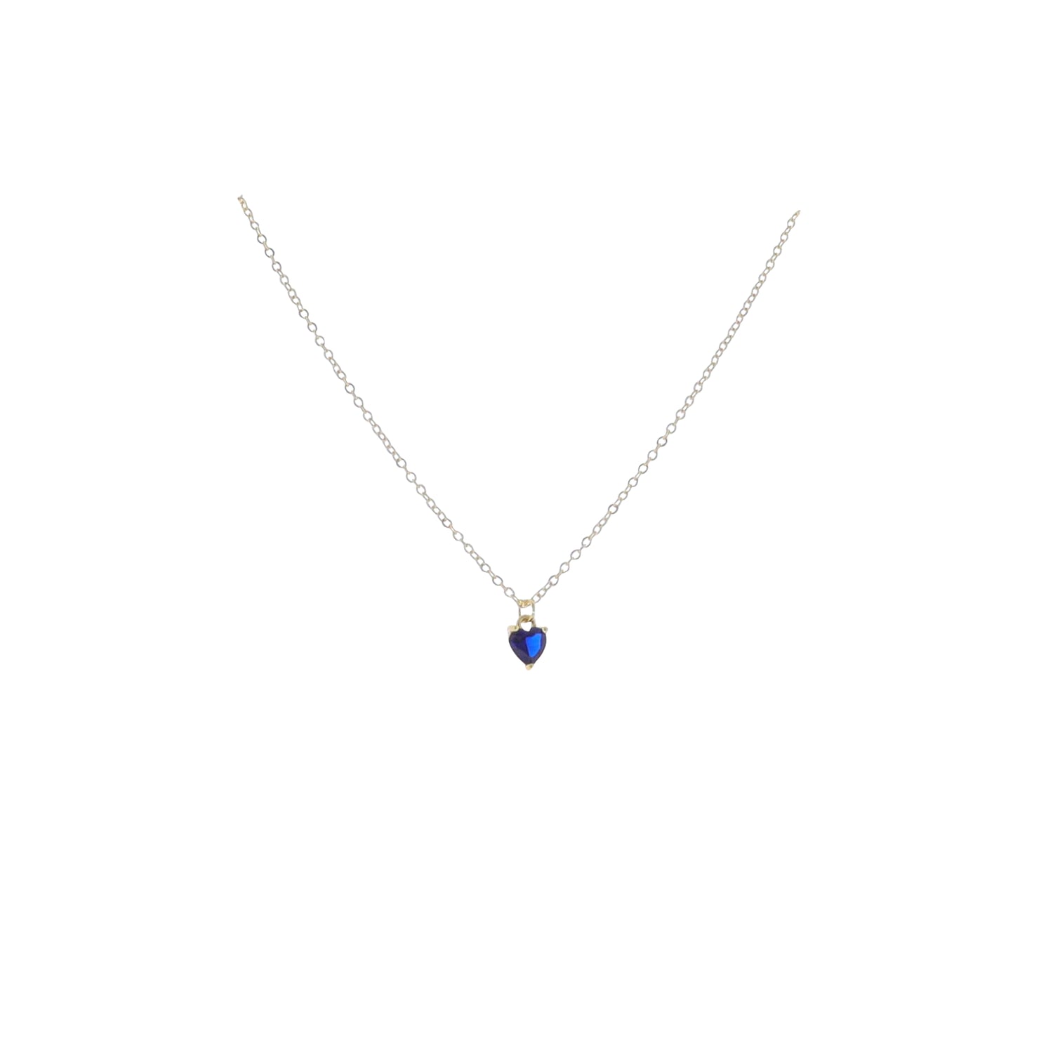 Kids 16" 18K Gold Plated Cable ChainNecklace with "September" Heart Pendant