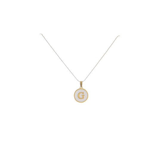 15" 18K Gold Plated Fine Rope Chain Necklace with Initial "G" Pearl Circle